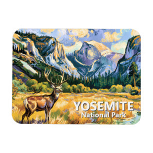 Íman Dome Meio Vintage Yosemite Veado Animal Van Gogh