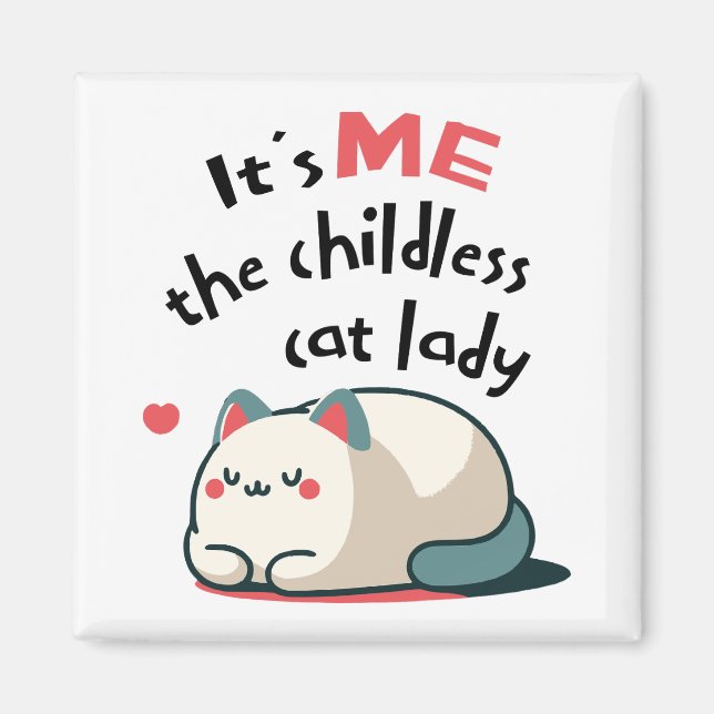 Íman Dona de Gato Sem Filhos Fofa (Frente)