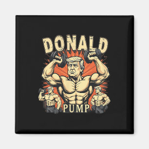 Íman Donald Pump Trump Musculação Divertido Retro Meme