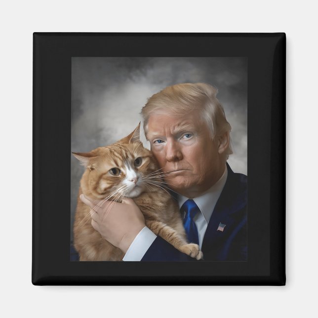 Íman Donald Trump And Cat Funny Trump And Cat, Litical  (Frente)