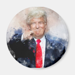 Íman Donald Trump apontando o retrato aquoso
