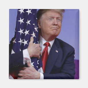 Íman Donald Trump e a bandeira dos E.U.