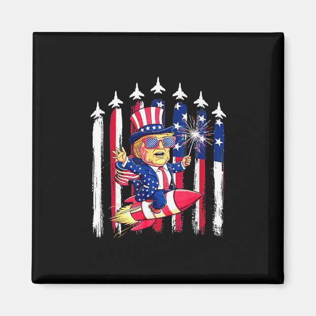Íman Donald Trump Feliz 4 de Julho Para Patriotas Ameri (Frente)