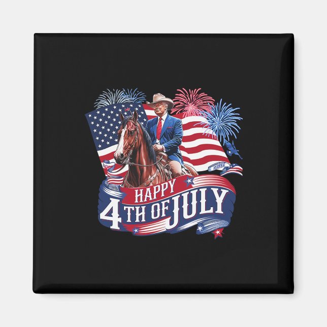Íman Donald Trump Feliz 4 de Julho Para Patriotas Ameri (Frente)