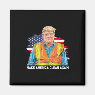 Íman Donald Trump Vestindo Colete de Trabalhador de Gar