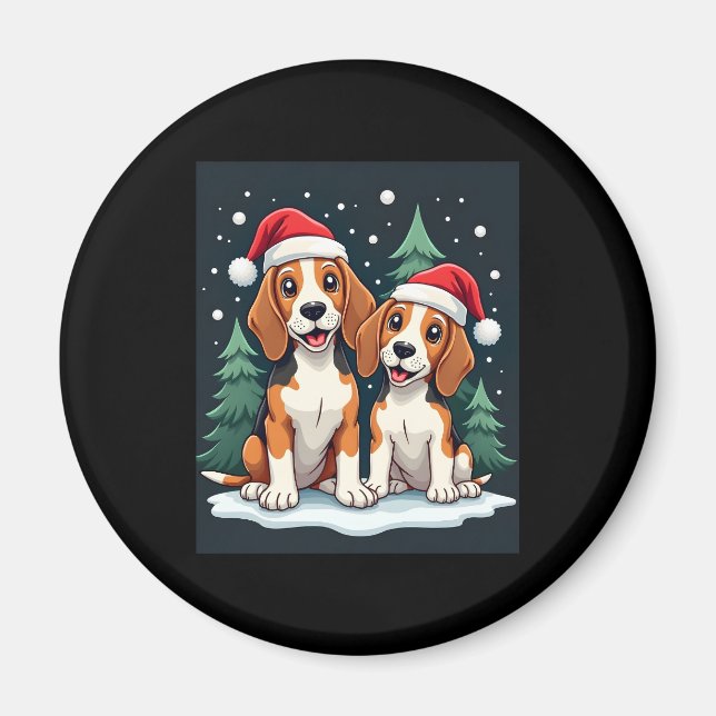 Íman Dono de Cachorros de Natal Beagle Feriado de Natal (Frente)