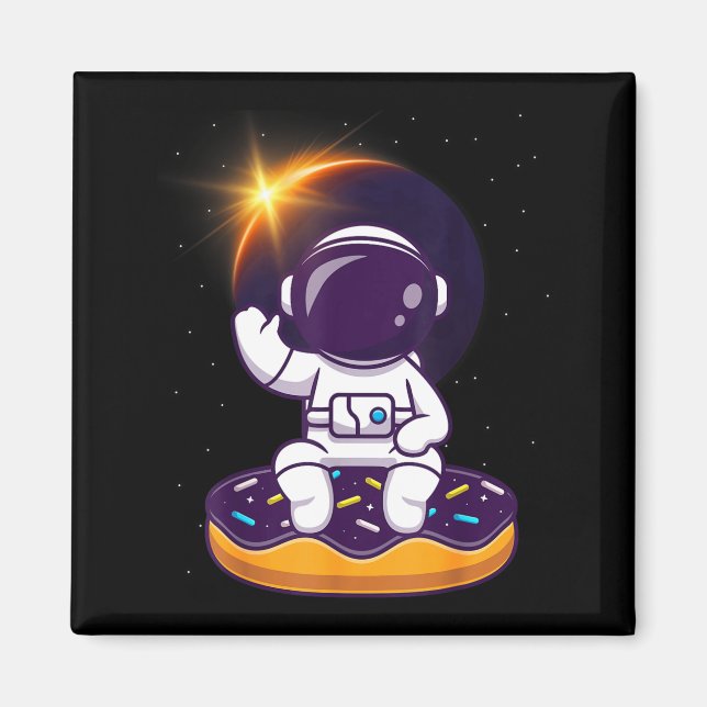 Íman Donut de Astronauta Fofo Eclipse Solar Total (Frente)