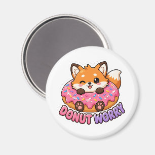 Íman Donut Fofinho de Raposa Kawaii Não se Preocupe Pia