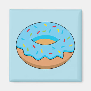 Íman Donut Glacê Azul com Purpurina Cartoon