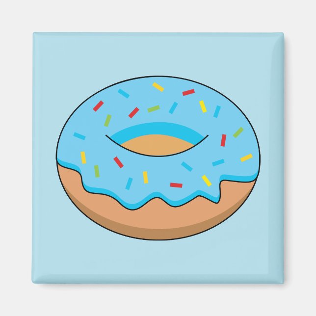 Íman Donut Glacê Azul com Purpurina Cartoon (Frente)