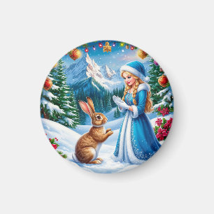 Íman Donzela de Neve em Cena de Floresta Invernal Com c