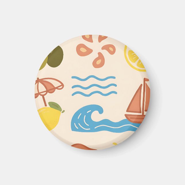 Íman Doodle de Limão de Praia Vibrações Alegres de Verã (Frente)
