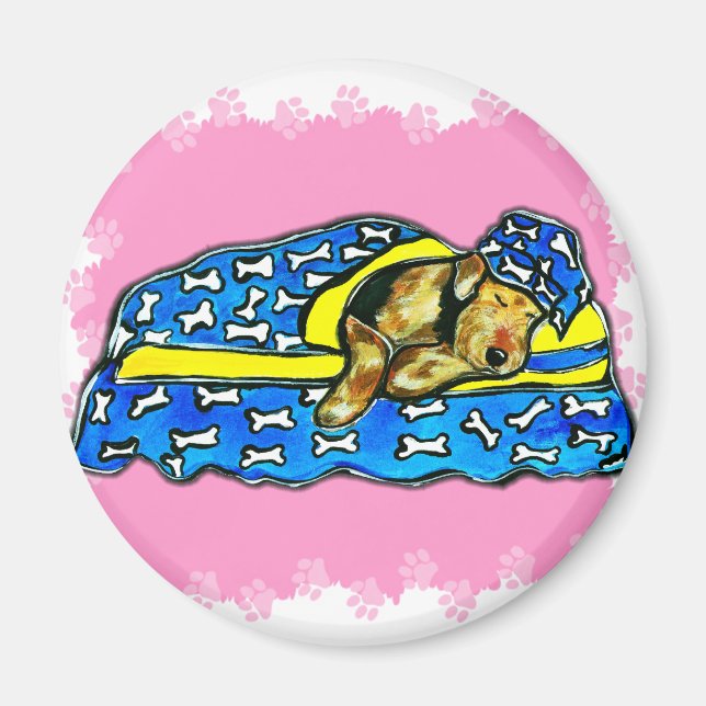 Íman Dormindo Rosa Airedale (Frente)