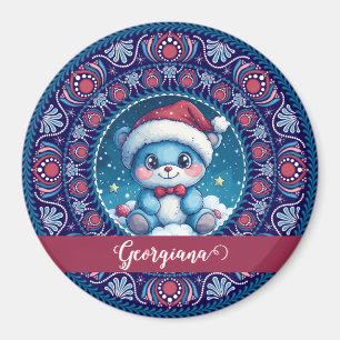 Íman Dot do Urso Kawaii Personalizado de Natal Mandala