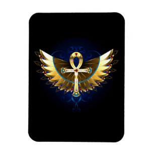 Íman Dourada Ankh com Asas