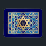 Íman Dourada estrela de David e Menorah, feriados judeu<br><div class="desc">Estrela Dourada de David e Menorah design Hanukkah,  Rosh Hashanah,  Qualquer Feriado Judeu ou Magnetos de Presente de Celebração. Cartões e presentes disponíveis na Categoria Feriados Judeus / Hanukkah da nossa loja.</div>
