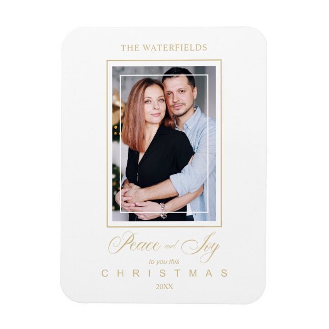 Íman Dourada Família de Fotos de Natal Moderna e Minima (Vertical)