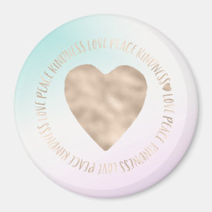 Íman Dourada gentileza ama paz Coração Aqua Rosa Tie Dy