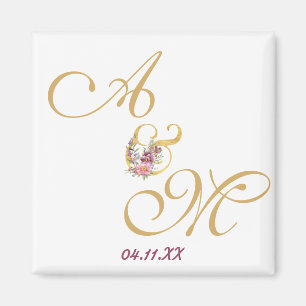 Íman Dourada letra MONOGRAMA CASAMENTO PERSONALIZADO
