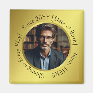 Íman Dourado brilho personalizado de fotos multiOcasião