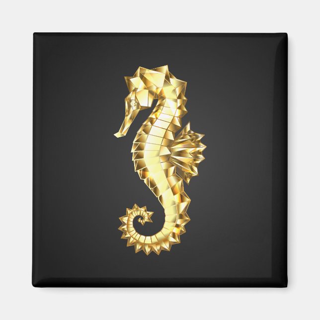 Íman Dourado Cavalo de Mar Poligonal (Frente)