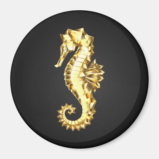 Íman Dourado Cavalo de Mar Poligonal (Frente)