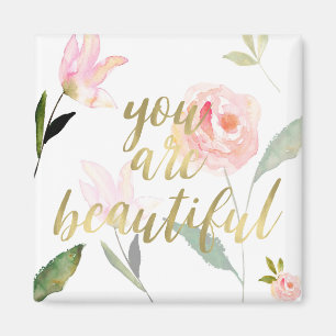 Íman Dourado Cor Floral Rosa, Você é bonita