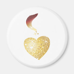 Íman Dourado Coração da Bola Disco