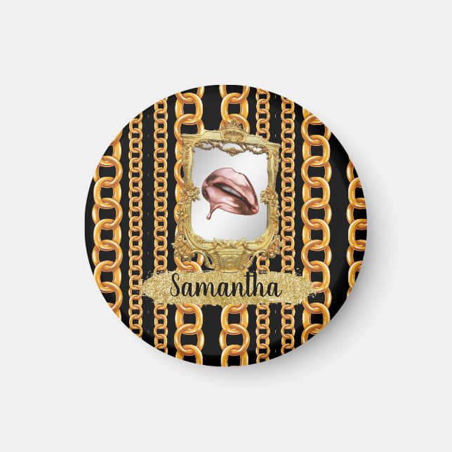 Íman Dourado e elegante costume de chic (Frente)