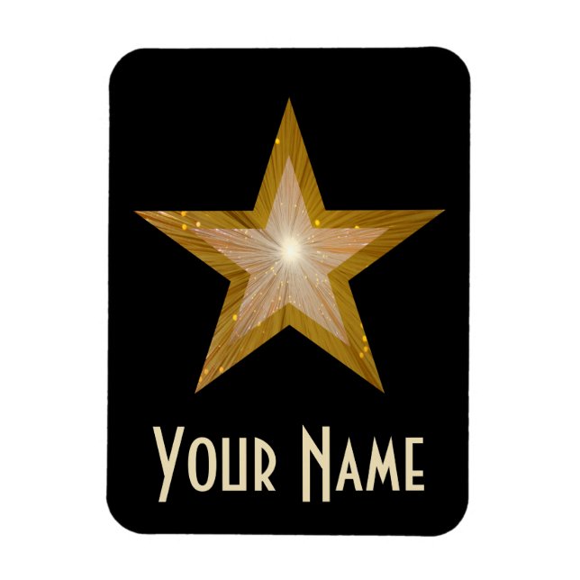 Íman "Dourado" Estrela 'Nome' flexível do ímã preto (Vertical)