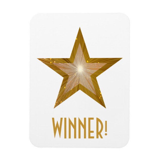 Íman "Dourado" Estrela "Vencedor", branco ímã flexível (Vertical)