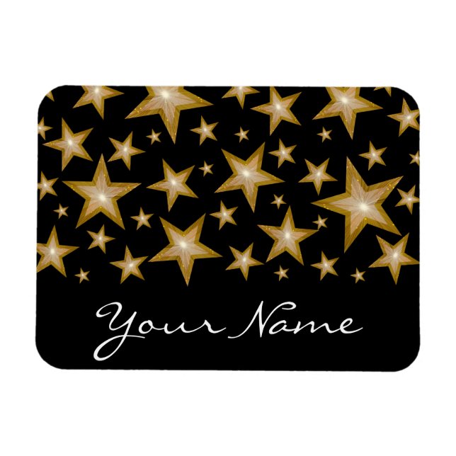 Íman "Dourado" Estrelas 'Seu nome', ímã flexível preto (Horizontal)