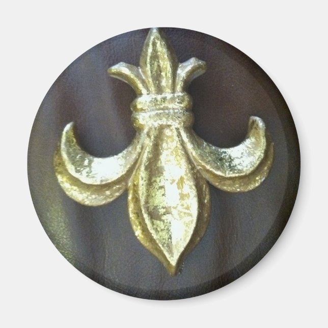 Íman Dourado Fleur de lis no Brown (Frente)