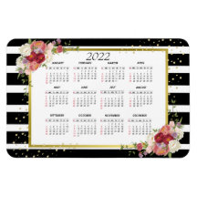 Dourado Floral Preto-Branco Estimulado | Calendári