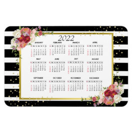 Íman Dourado Floral Preto-Branco Estimulado | Calendári