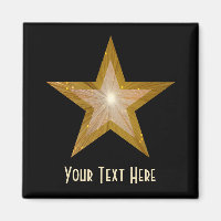 Dourado frigorífico 'Seu texto' magnet preto