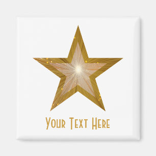Íman Dourado frigorífico 'Your Text', magnet quadrado,