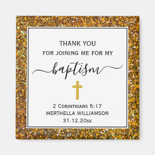 Íman Dourado Glitter ADULTO BAPTISM Obrigado