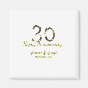 Íman Dourado Metálico 30º Feliz aniversário adicionar n