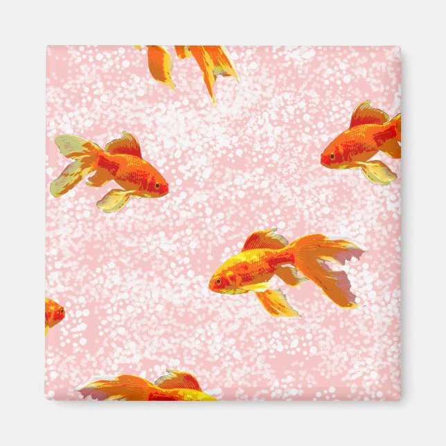 Íman Dourado padrão de peixe rosa (Frente)