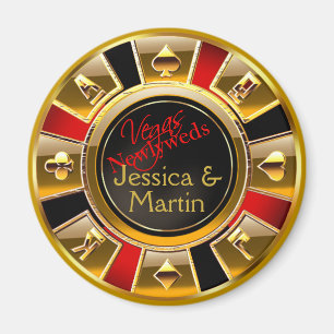 Íman Dourado, Red & Black Vegas Casino Chip Favor