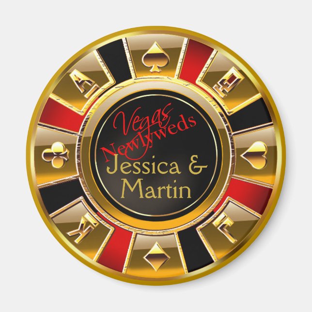 Íman Dourado, Red & Black Vegas Casino Chip Favor (Frente)