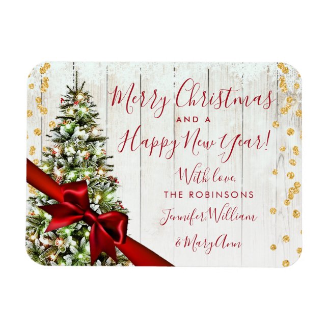 Íman Dourado Rustic Felry Christmas Non Photo Glitter (Horizontal)