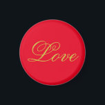 Íman Dourado Script Red Love Calliografia<br><div class="desc">Você pode mudar facilmente as fontes e as cores. Você também pode adicionar seu logotipo e a imagem de fundo conforme desejar.</div>