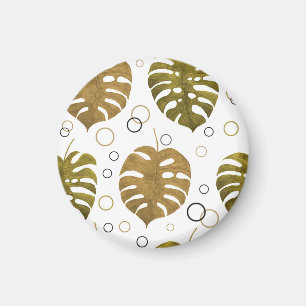 Íman Dourado tropical: Monstera Leaf Watercolor