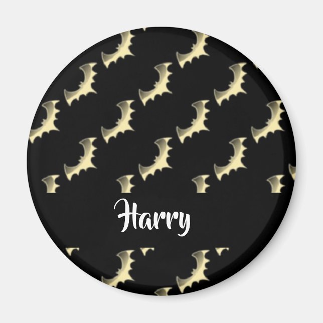 Íman Dourados morcegos em preto (Frente)