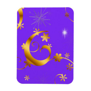 Íman Dourados picos e estrelas Natal roxo