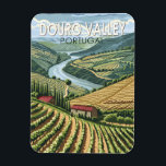 Íman Douro Valley Portugal Viagem Art Vintage<br><div class="desc">Vale do Douro em estilo artístico vetorial. O Vale do Douro Vinho,  até Barca de Alva,  é a mais antiga região vitícola demarcada do mundo.</div>