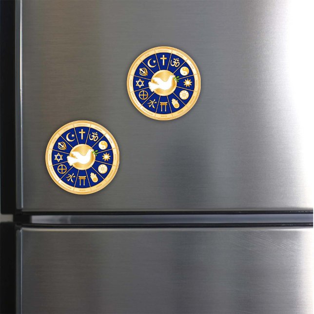 Íman Dove of Peace (Dove of Peace. Add an inspirational magnet featuring gold icons of world faiths.)