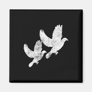 Íman Dove Vintage Voando Dois Pombos Pombo Pássaro Tee 